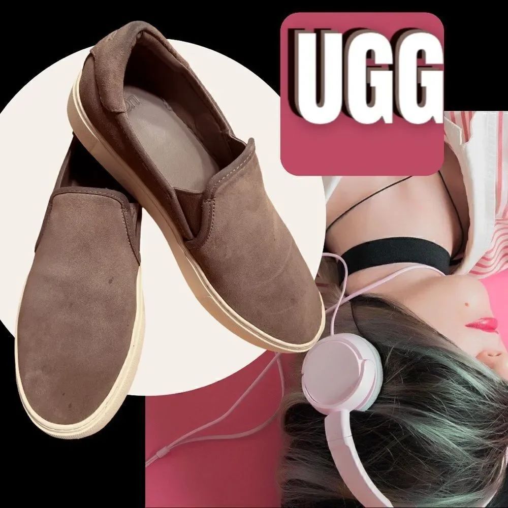 UGG Jass Suede Platform Sneakers Slip On Gray Sz 9.5
